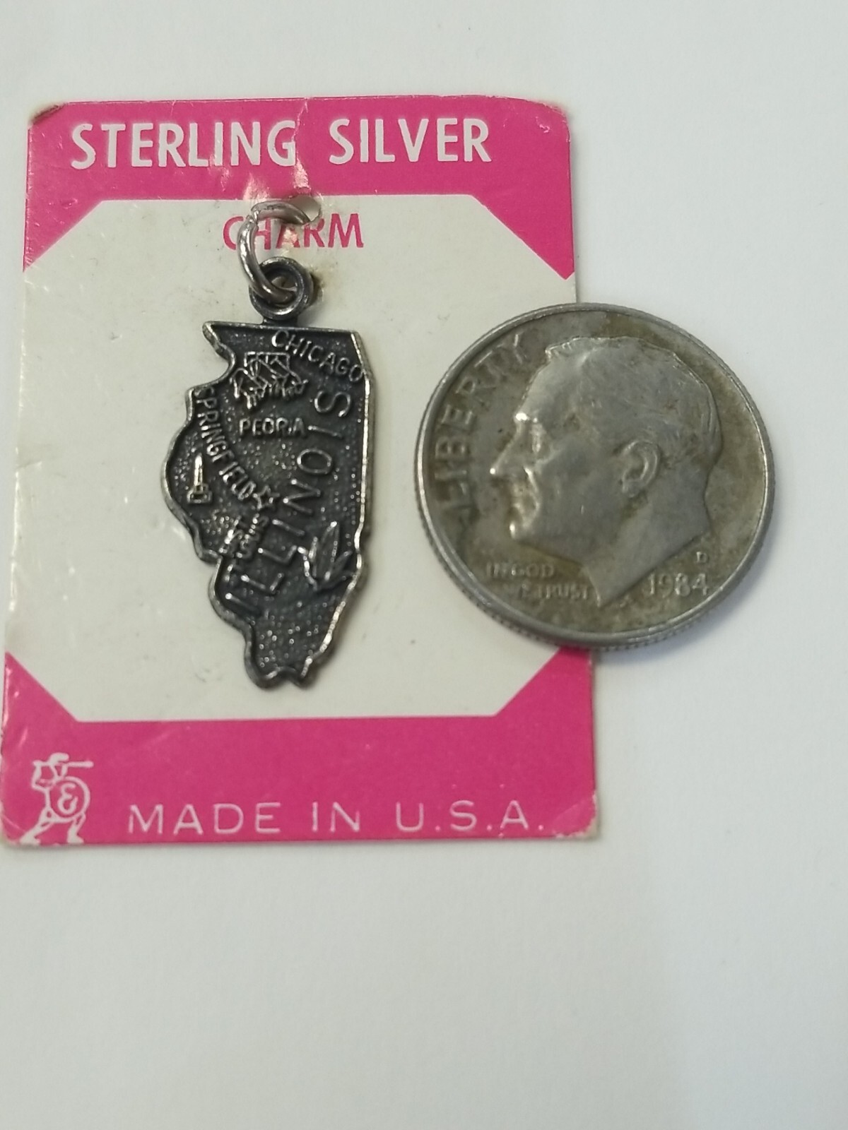 Vintage Sterling Silver State Map Charm, SELECT From 16 different States NOS