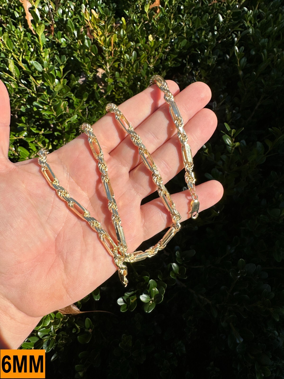 FigaRope Milano Chain Real Solid 14K Gold Plated 925 Silver Necklace Bracelet