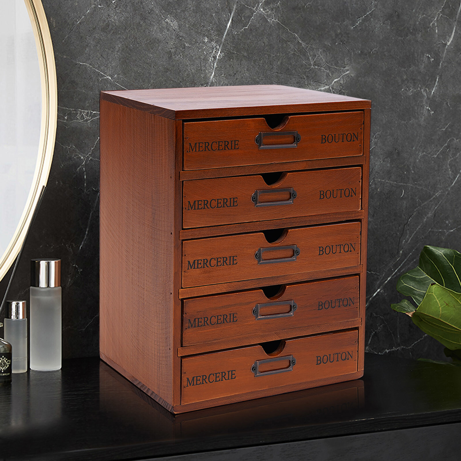 Vintage 5 Layers Large Jewelry Organizer Wooden Storage Box Case With 5 Drawers