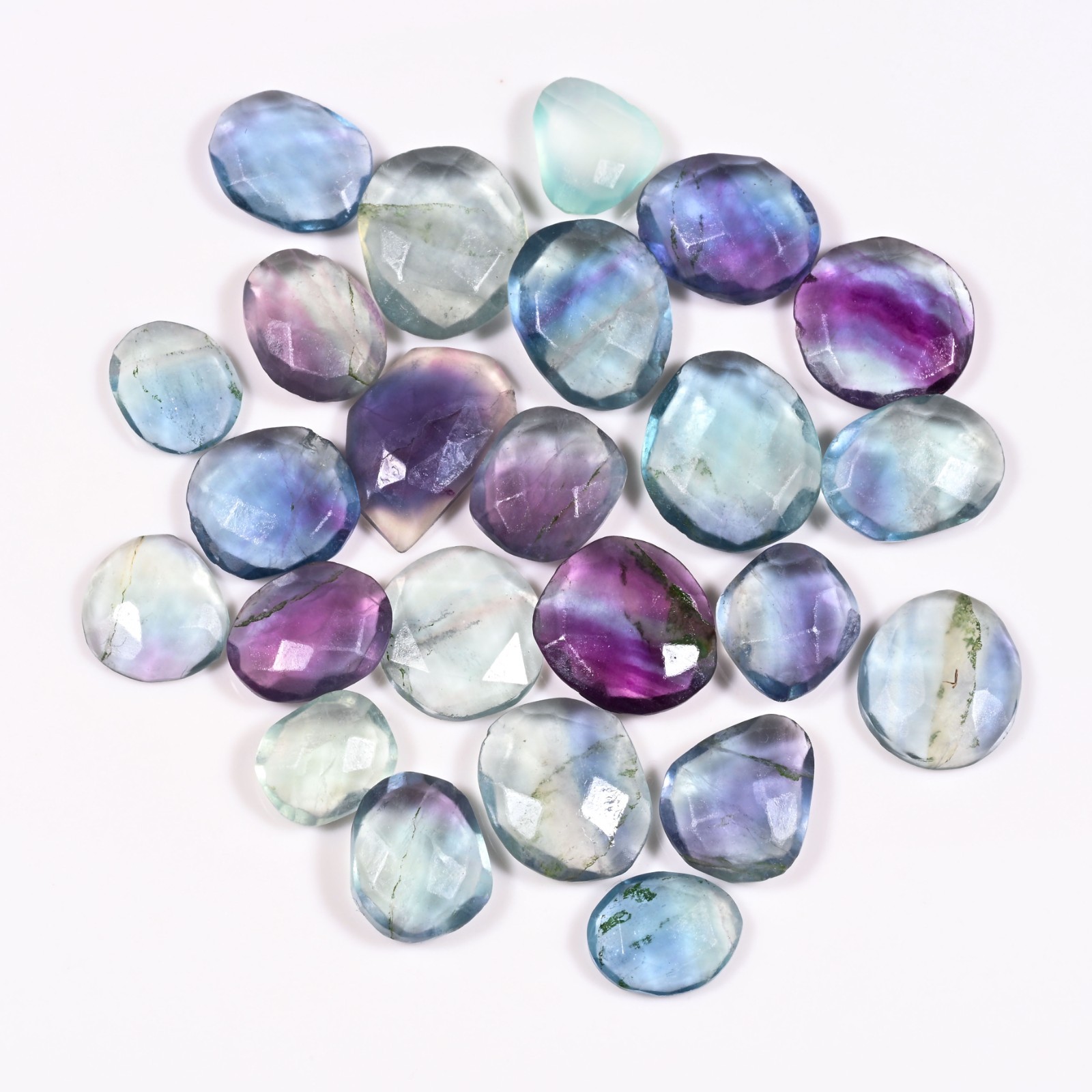 AAA+ Natural Rainbow Flourite Rose Cut Mix Shape Loose Gemstone 11X10-16X14 MM