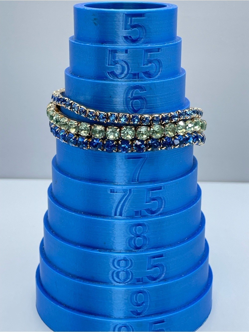 Gold Blue Green Crystal Glass Stackable Stretch Bracelet Set Boho