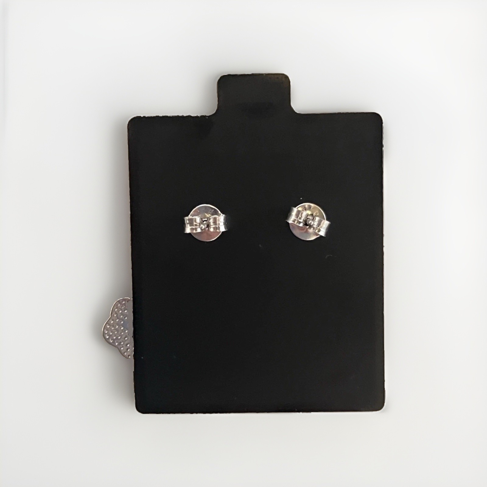 925 Sterling Silver Black Triple Flower Clover Drop Dangle Earrings