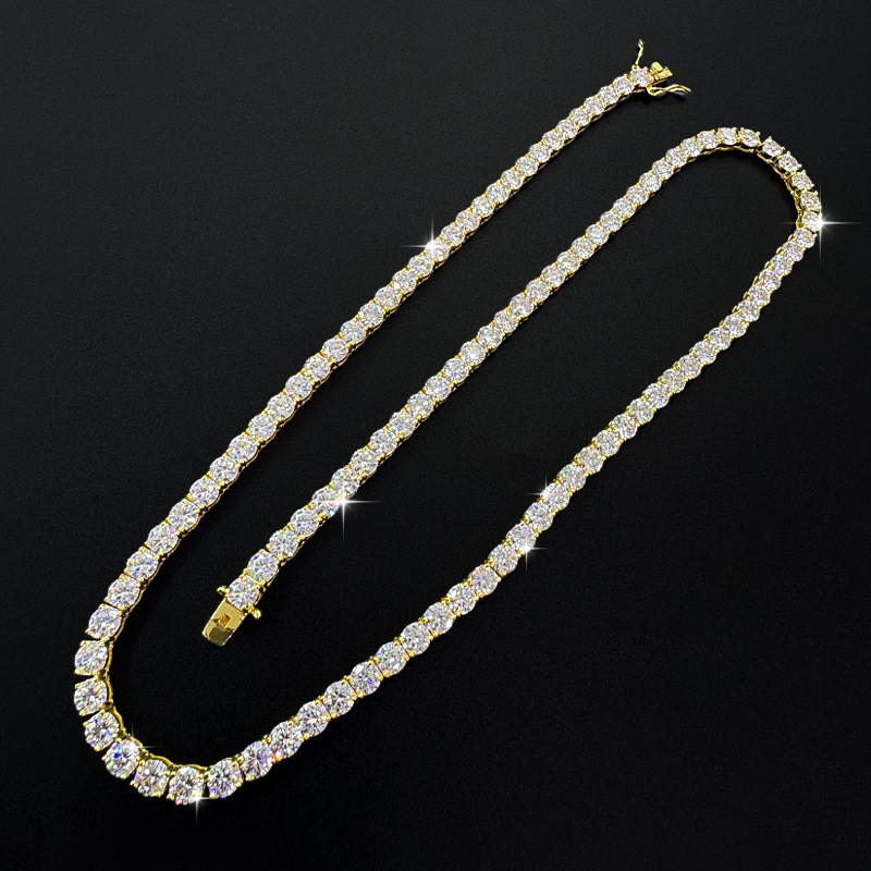 2-6.5mm VVS1 MOISSANITE Tennis Chain Necklace S925 Sterling Silver – Men Women