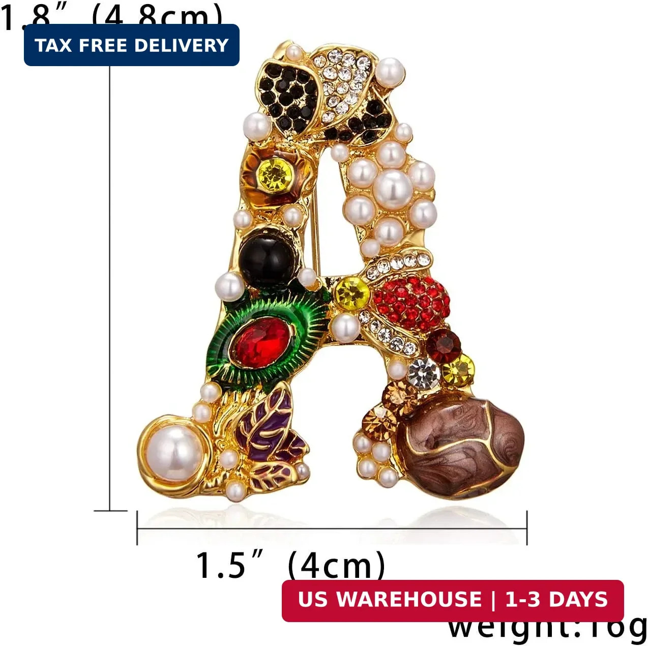 Initial Brooch Pins A-Z 26 Letters Brooches For Women Colorful Enamel Alphabet P