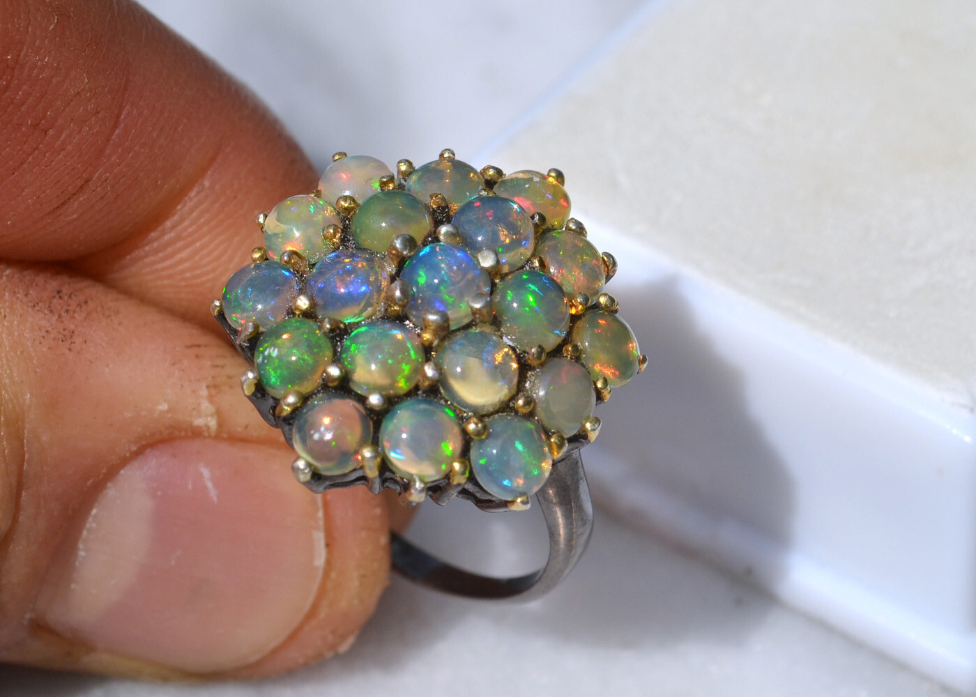 Opal Ring in Sterling Silver — Size 8.5