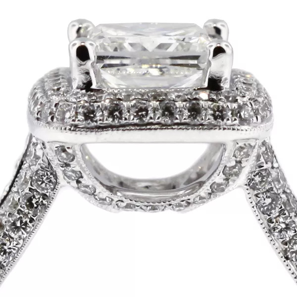 Engagement Ring 18K White Gold Halo Princess 3.04 Carat Lab-Grown Diamond G VS1