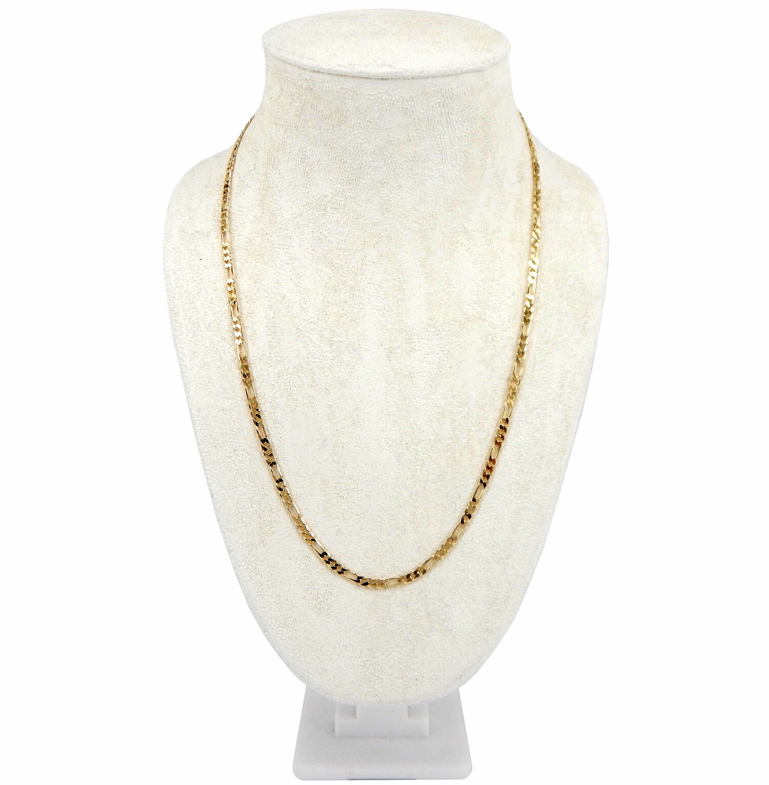 3mm Italian Figaro Link Chain Necklace 8″ 18″ 20″ 24″ 30″ inch 14K Gold Plated