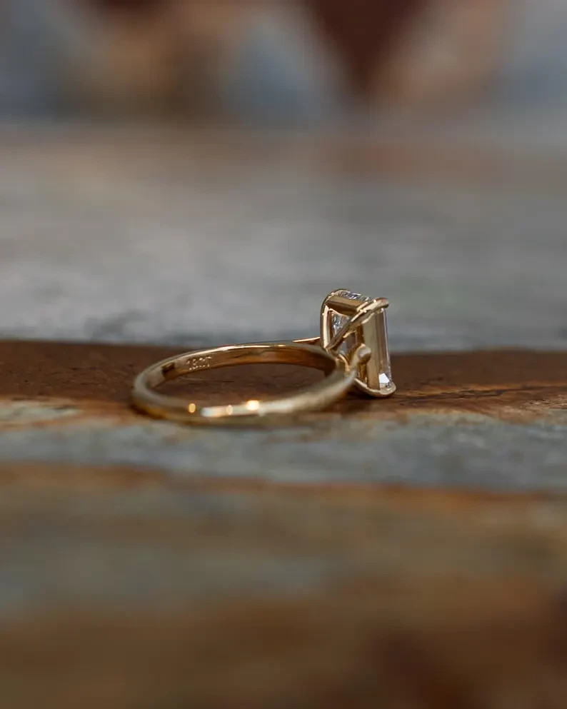 1.50 Ctw Emerald Cut Lab Created Diamond Solitaire Ring 14K Yellow Gold Plated