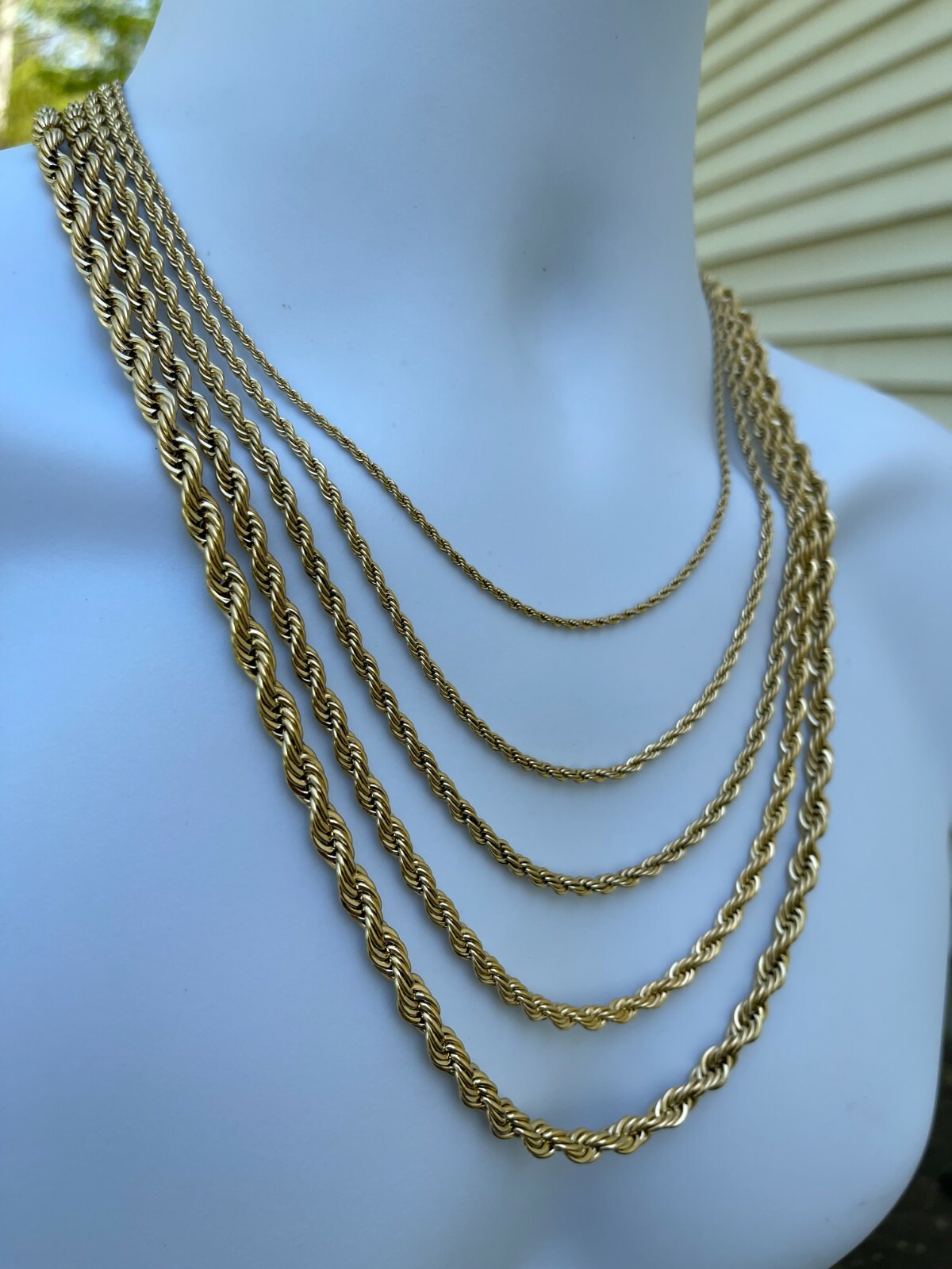 Men’s Real Rope Chain Necklace 14k Gold Plated Stainless Steel – 2mm-6mm 18-30″