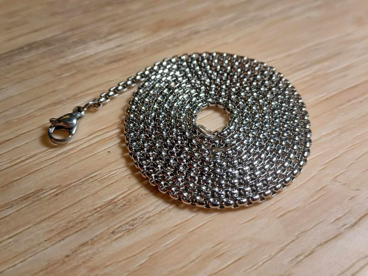 Black, Gold, or Silver Stainless Steel Round Box Chain Necklace or 24″ USA Chain