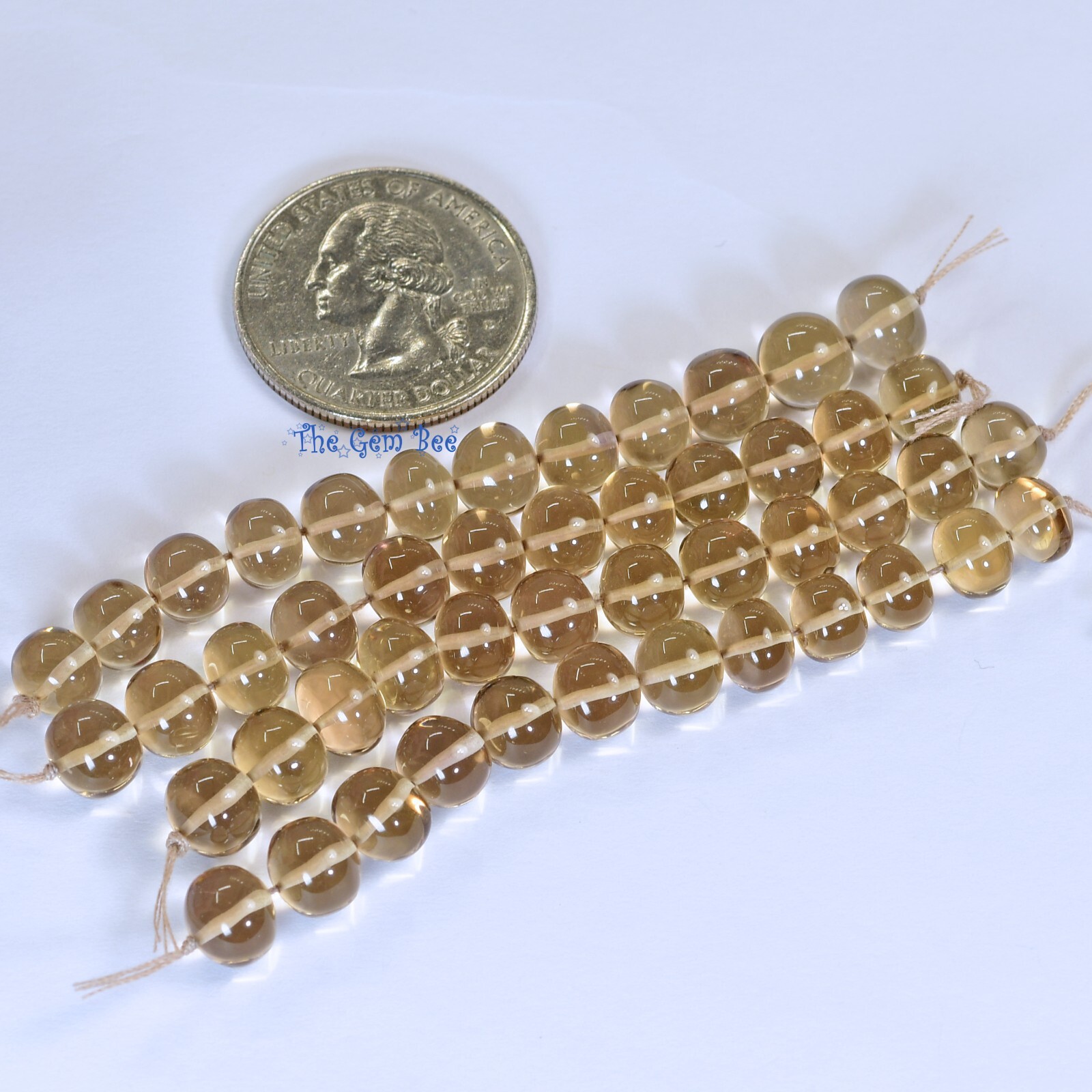 7.2mm to 7.8mm Champagne Citrine Smooth Rondelles Beads 3″ strand