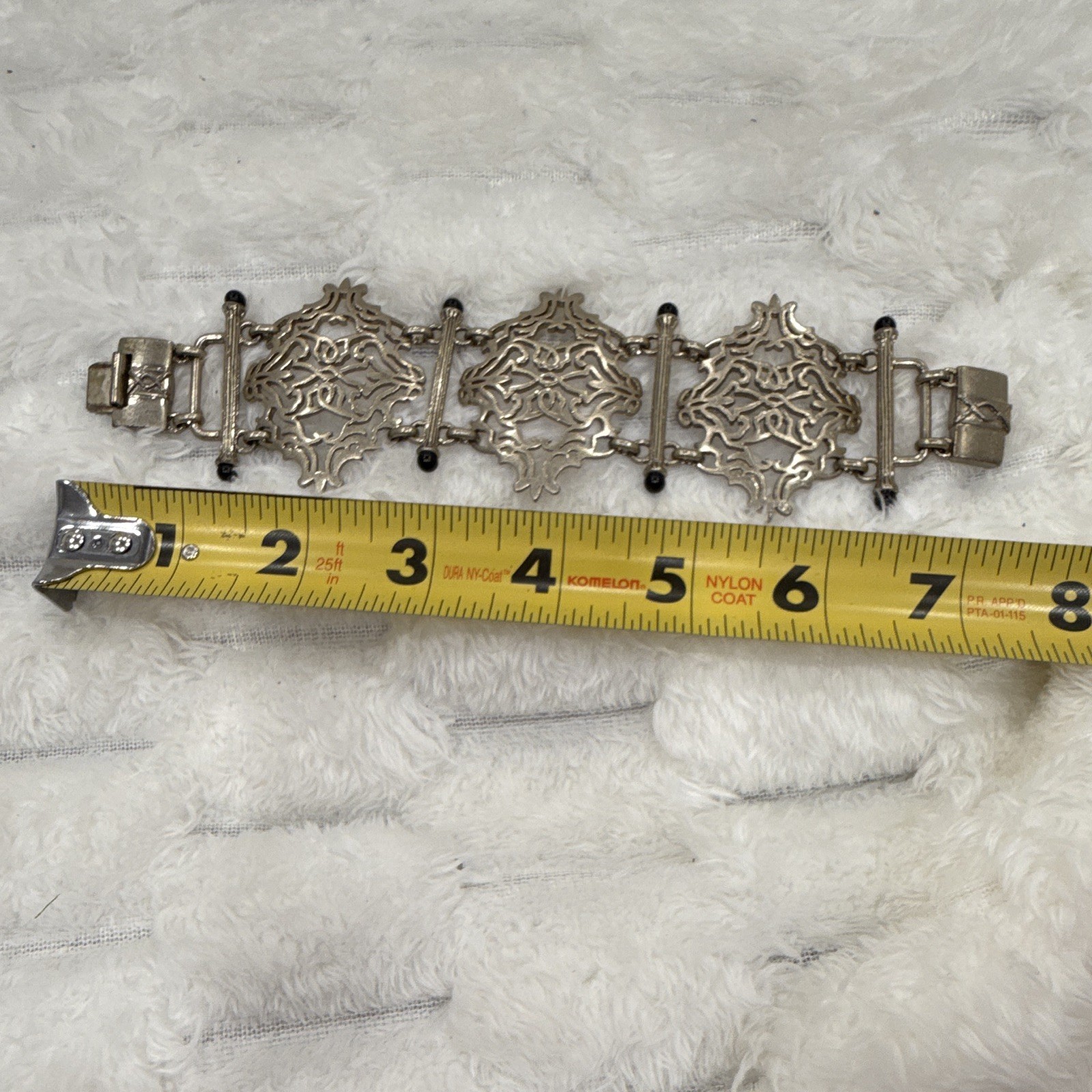 Vintage KCR Silver Tone Oval Link Bracelet – Box Clasp Signed Approx 7 in
