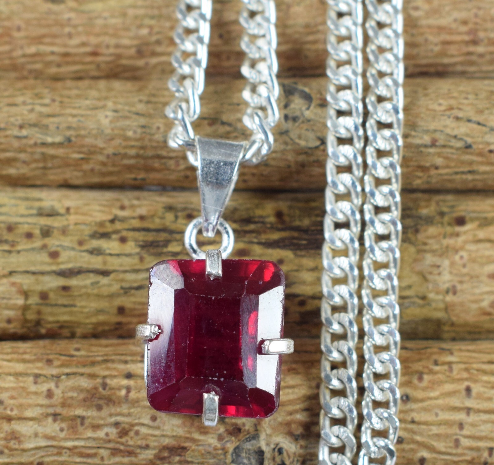 Certified Natural Rhodolite Garnet 10.40 Ct Emerald Cut Gemstone Men’s Pendant