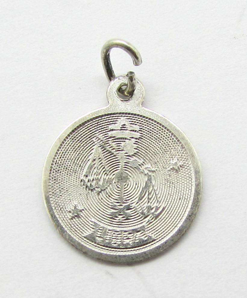 925 STERLING SILVER ZODIAC LIBRA DISC PENDANT OR CHARM 18X12MM ~ 0.7G