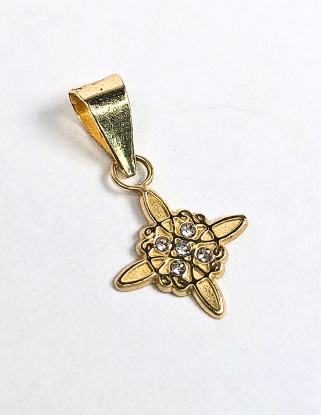 10K Gold Witch Knot Pendant Charm Protection Symbol CZ Dije Nudo de Bruja 14mm