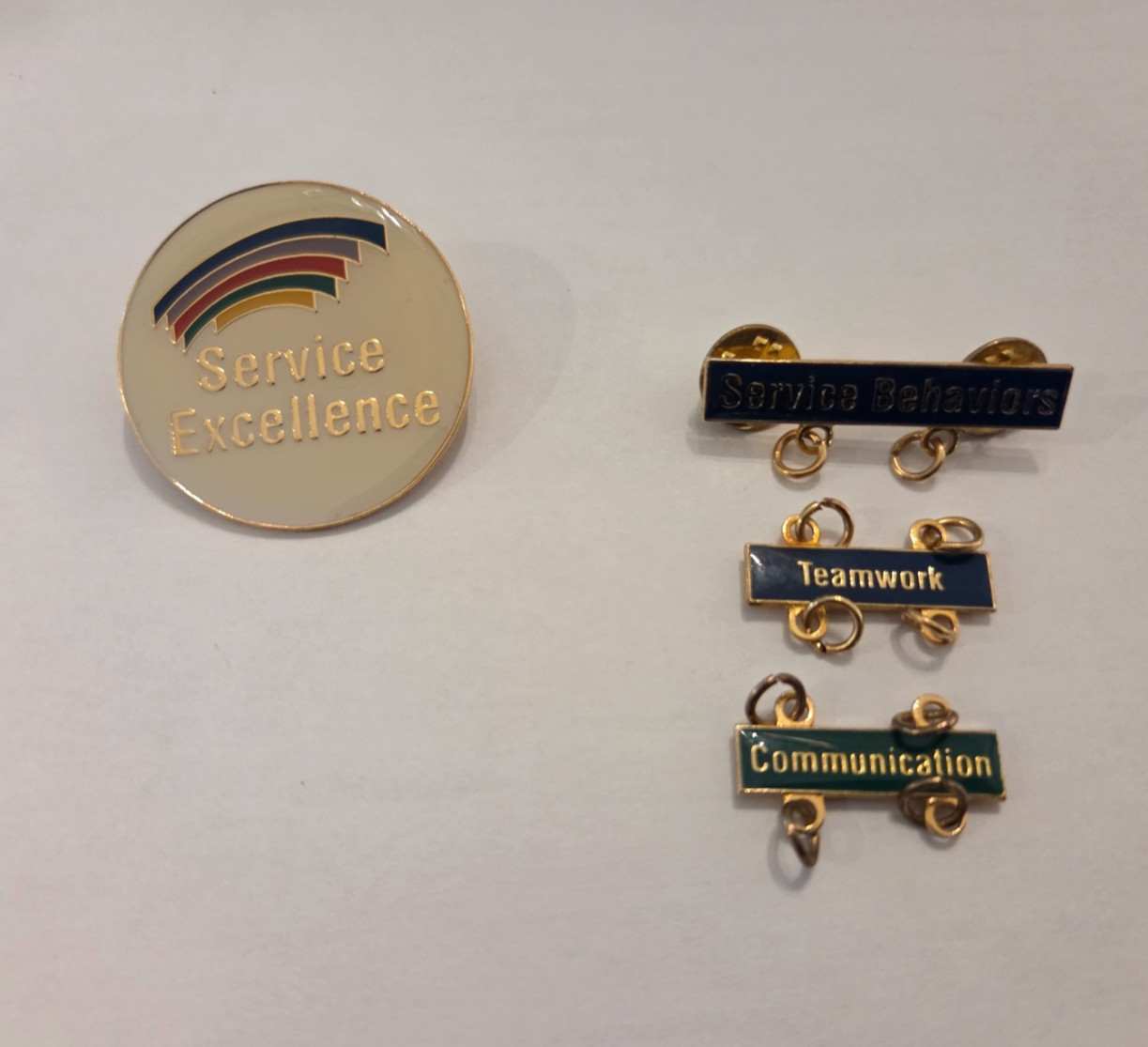 Vintage Service Excellence Pin and Corporate Merit Service Behavior Badges