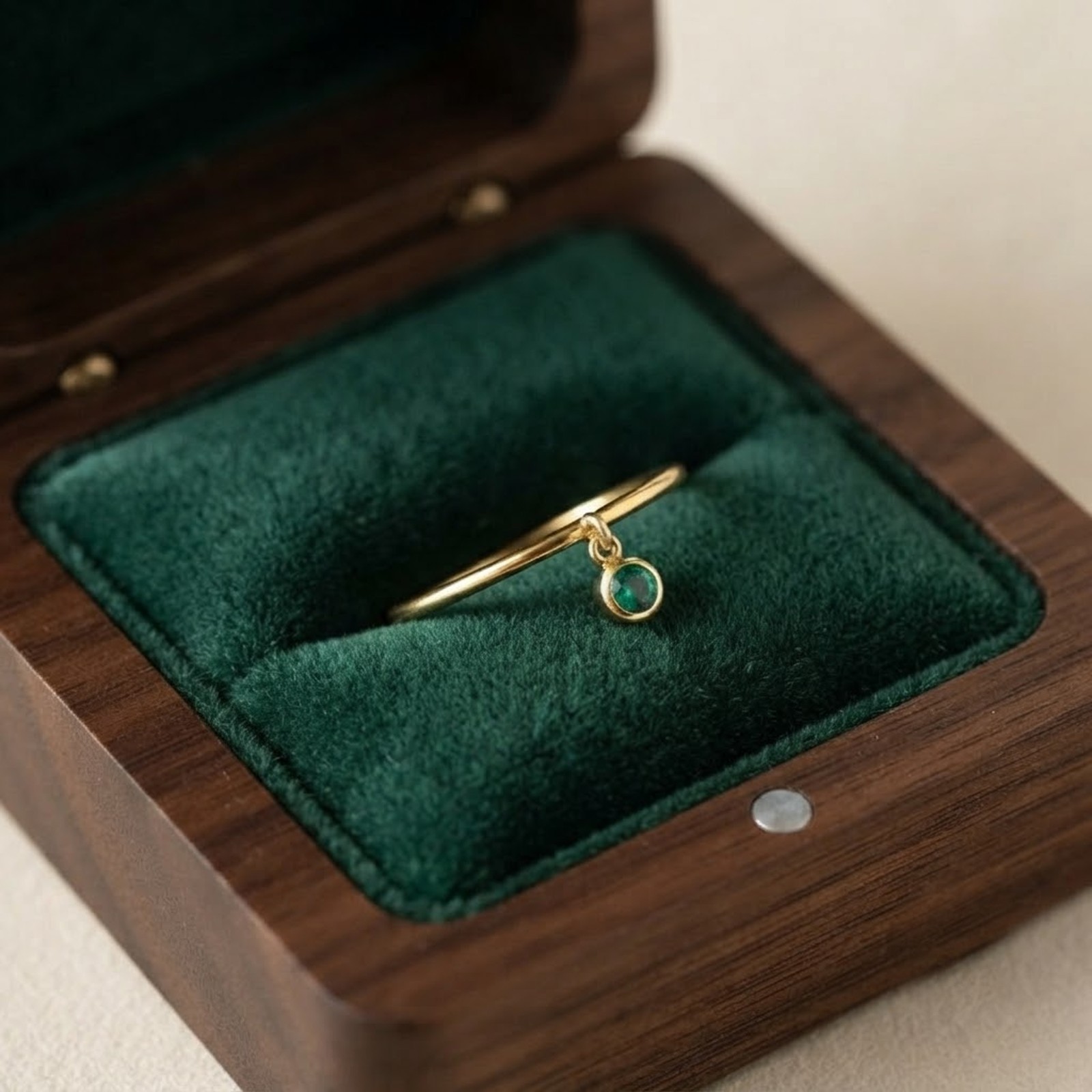 Natural Emerald 14k Solid Gold Drop Ring in All Sizes Elegant Handmade Jewelry