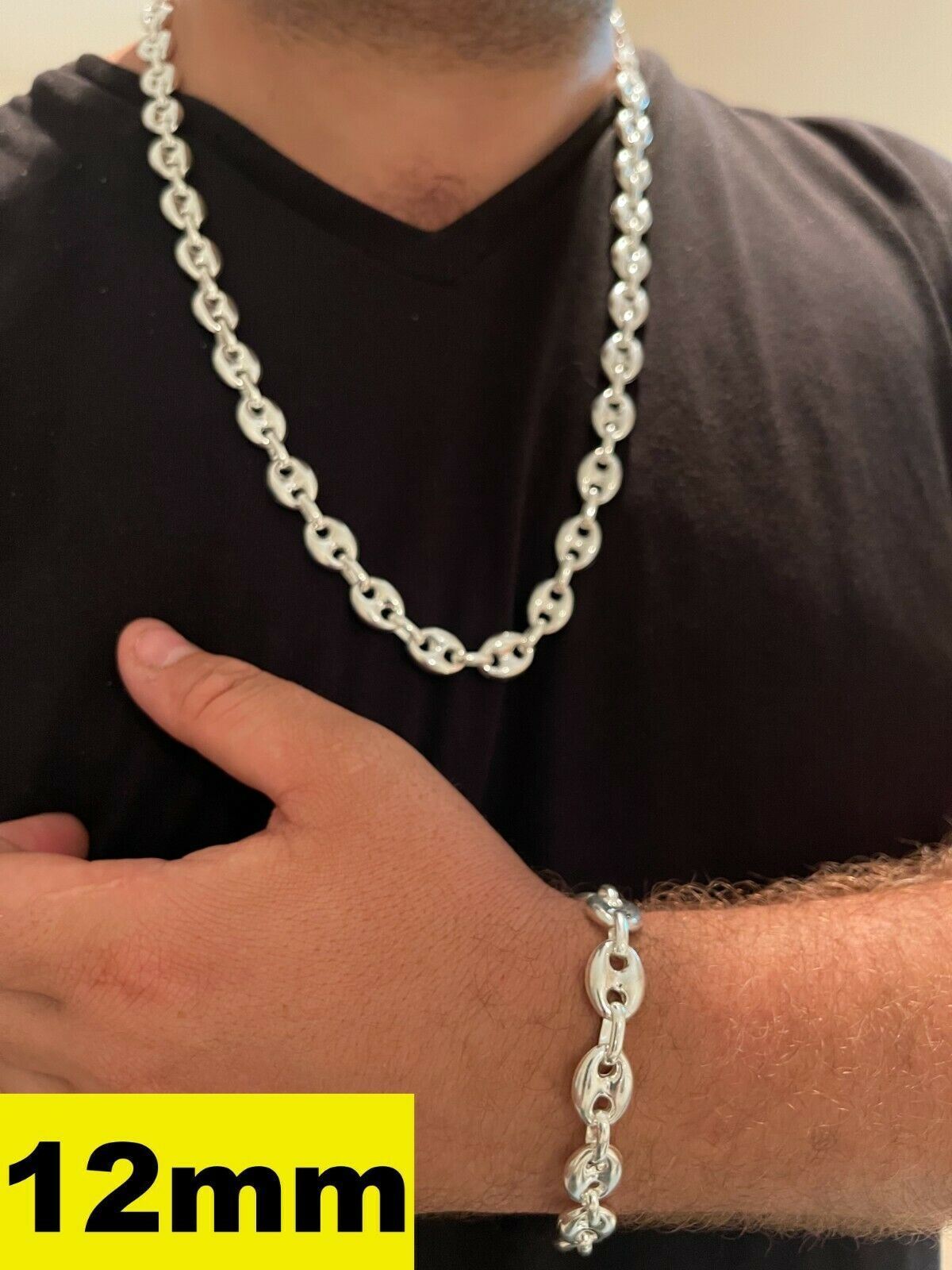 925 Sterling Silver Puffed Mariner Link Chain Necklace Or Bracelet 6-12mm 7-30″
