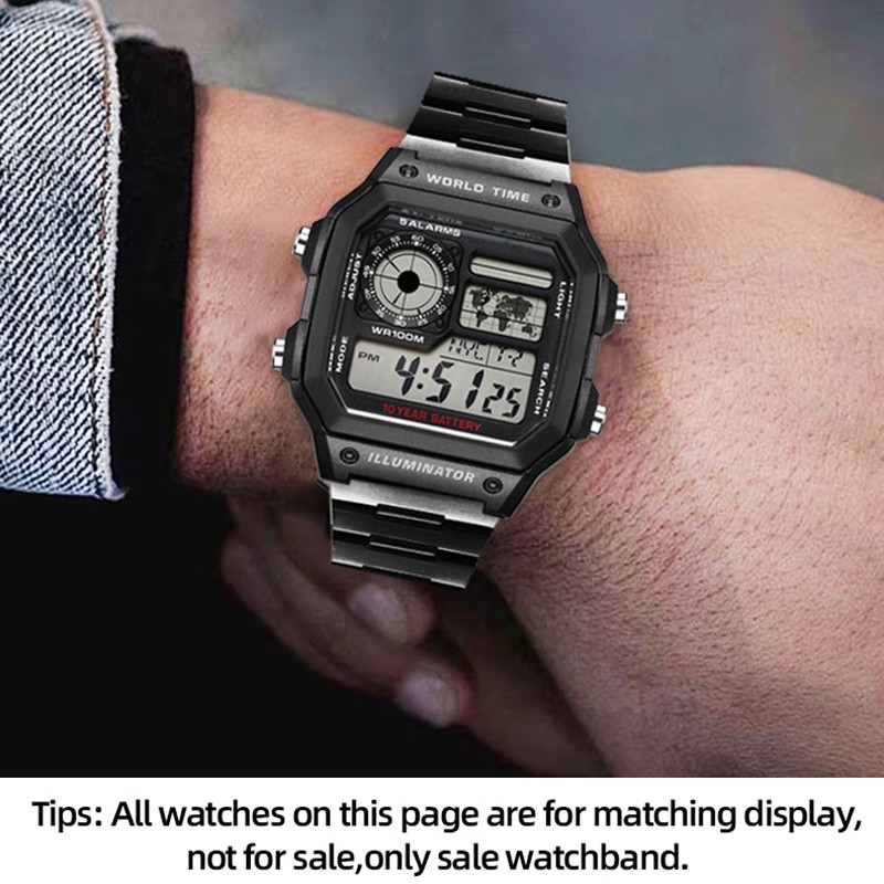 For Casio AE-1200WH AE-1300 Stainless Steel Watch Strap AE1200 W-218 Metal Band