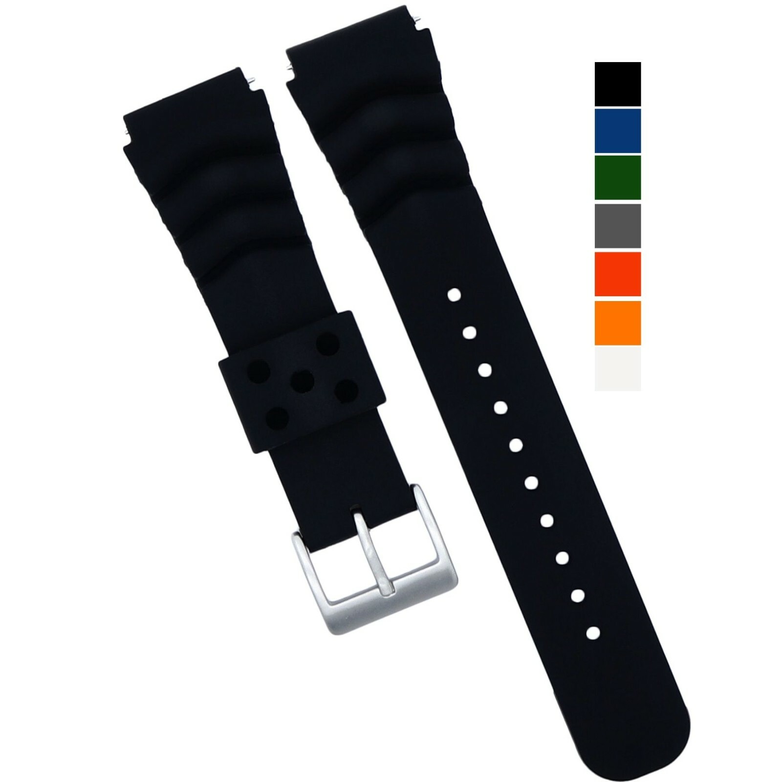 Soft Silicone Watch Band – Divers Style Replacement Strap – Quick Release 7S26