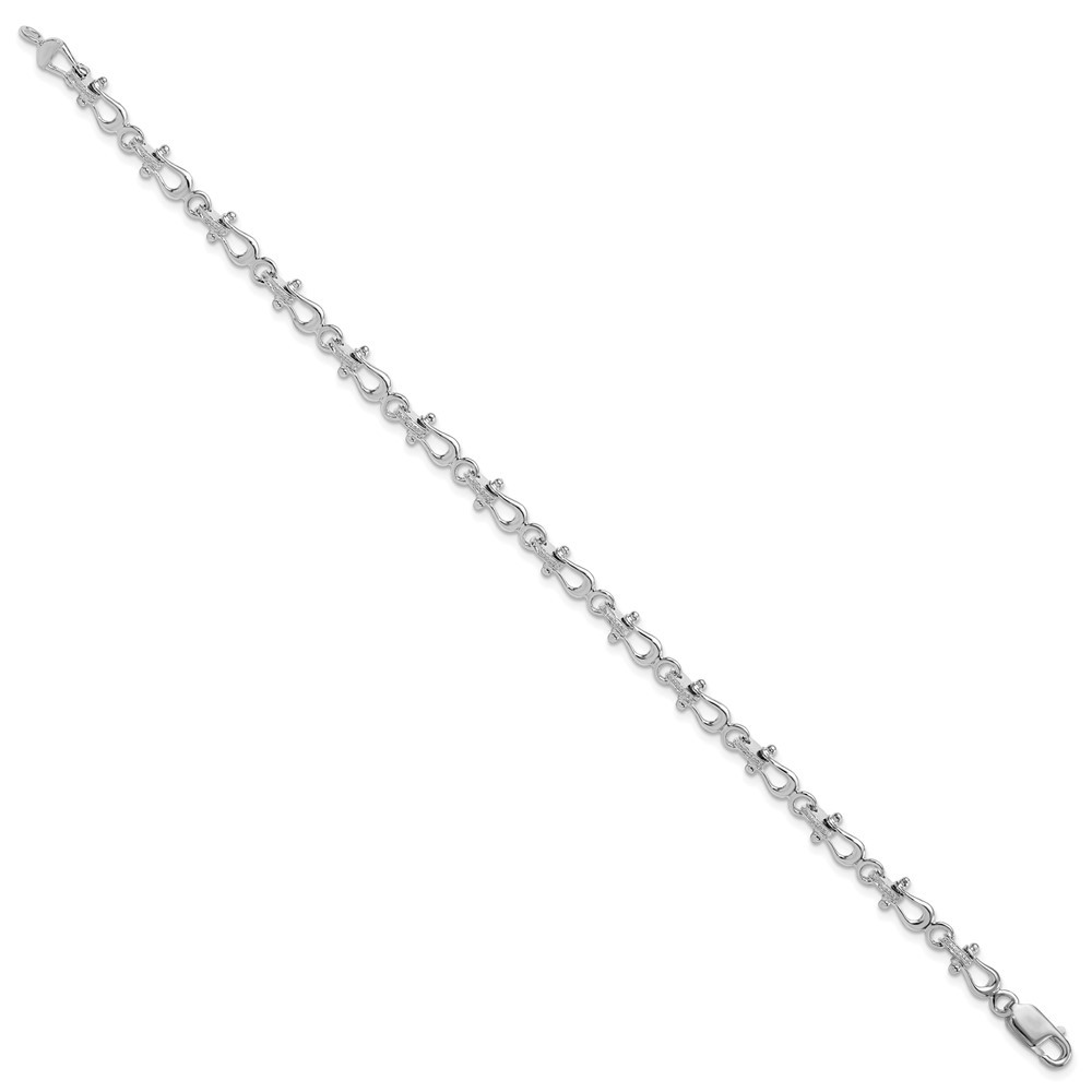 Sterling Silver Rhodium-plated Polished Mariners Shackle Link Bracelet 7.75″
