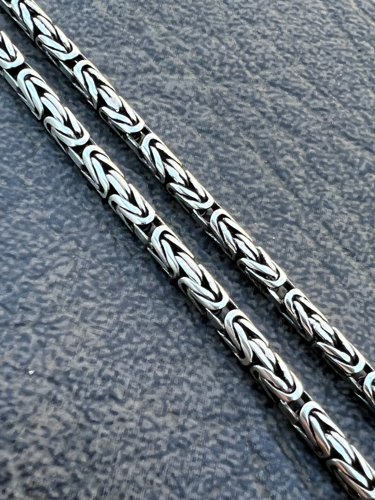 Solid 925 Sterling Silver Black Rhodium Byzantine Rope Chain Necklace 2mm 16-30″