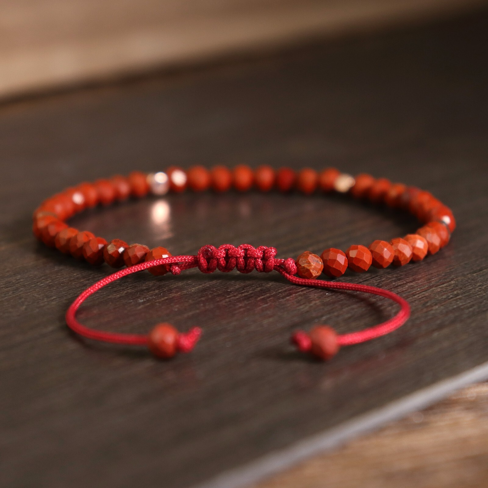 Natural Red Jasper Bracelet Red Crystal Healing Bracelet Dainty Style