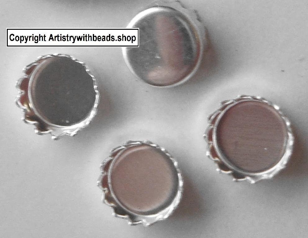 Sterling Silver 5mm Bezel cups 4 round machine made serrated edge bezels BC005S