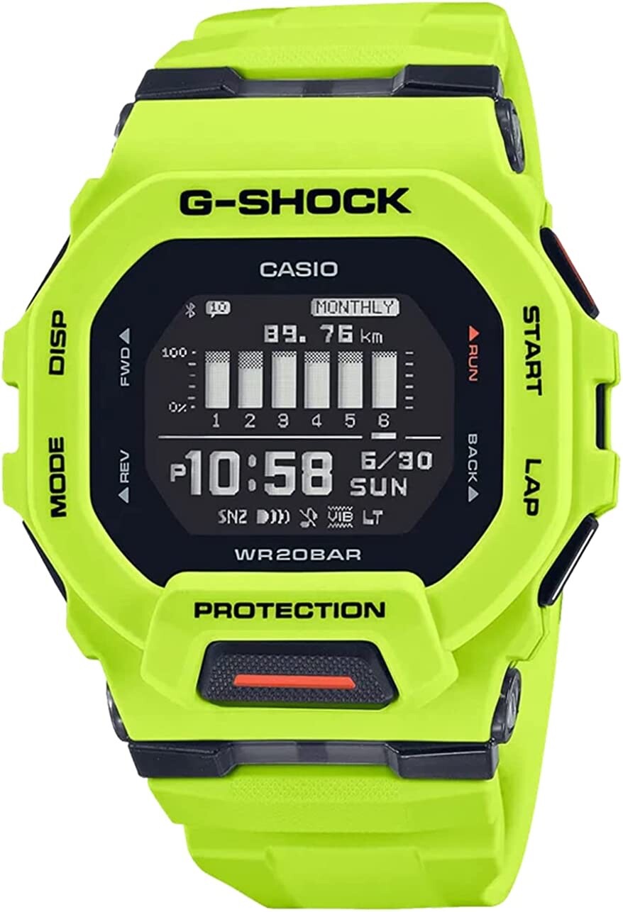 Casio G-Shock Digital Connected Lime Green Resin Strap Fitness Watch GBD200-9