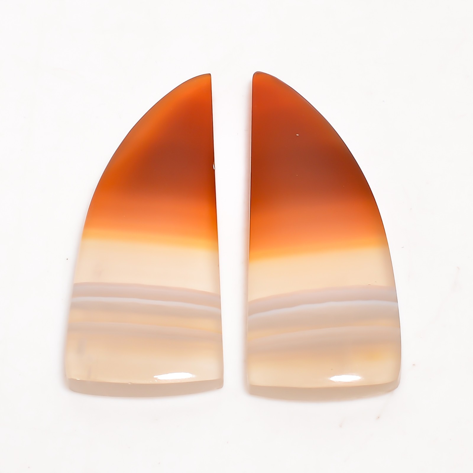 Natural Red Banded Agate Gemstone Match Pair 37x14mm Fancy Shape Earrings Stone