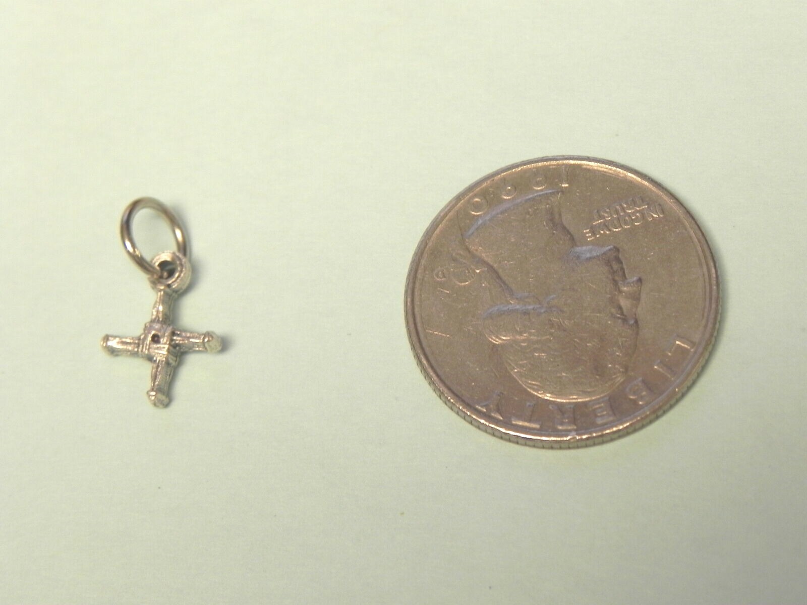 St Brigid Cross Charm TINY Irish Patron Saint Silver Tone Pewter Brigids Kildare