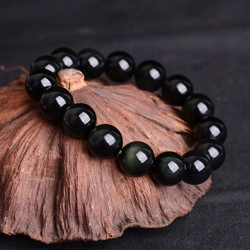 TrendingNow 12mm Handmade Rainbow Obsidian Beaded Stretch Bracelet Best Gift