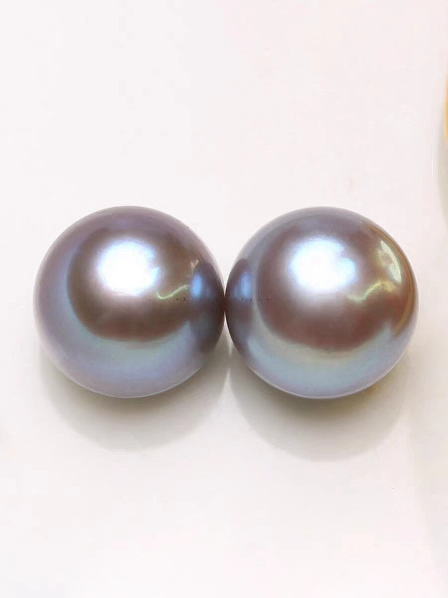 Pair 10-11mm South Sea Genuine Pink Purple Lavender Round Loose Pearl Undrilled