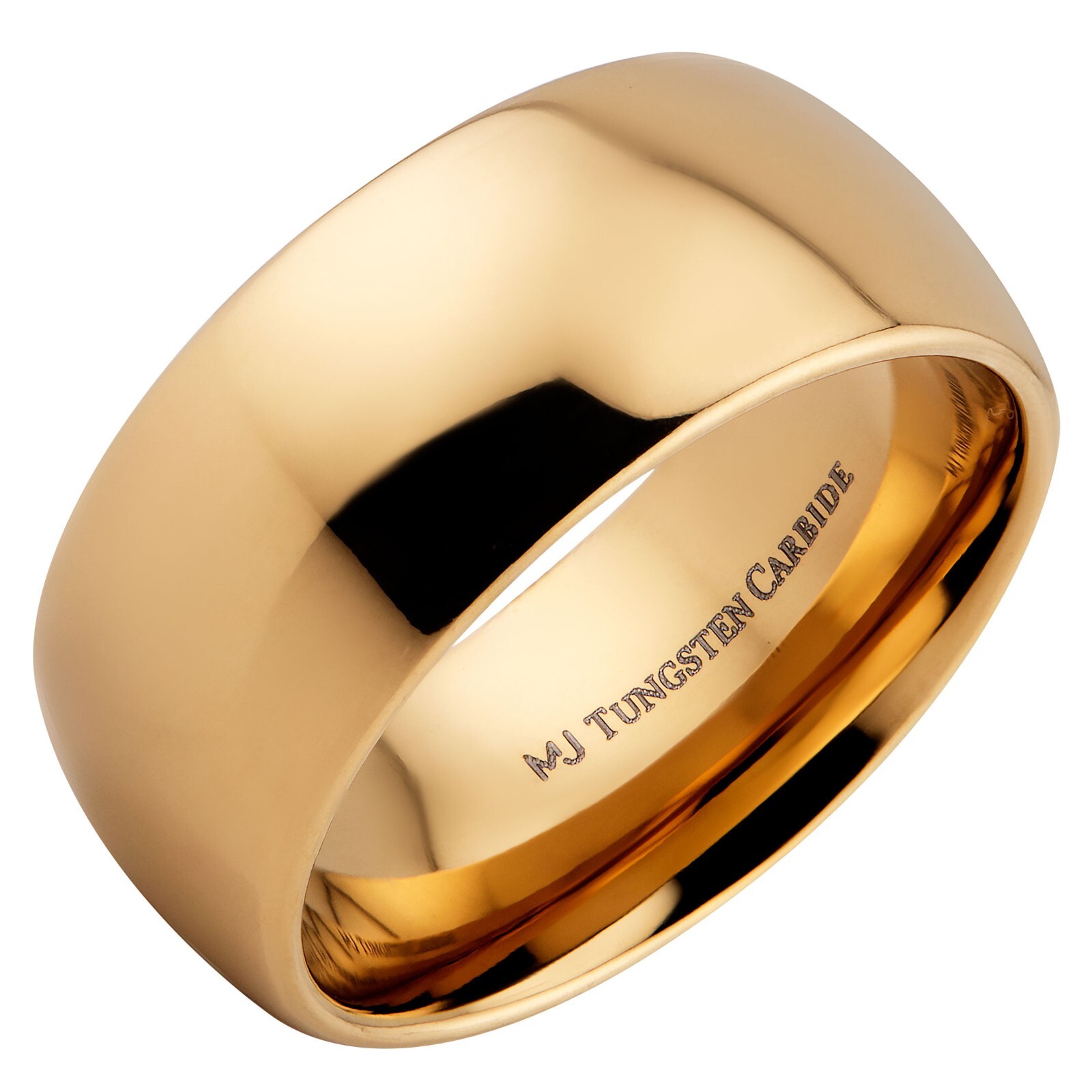 Custom Engraved Gold Plated Tungsten Carbide Classic Half Dome Wedding Band