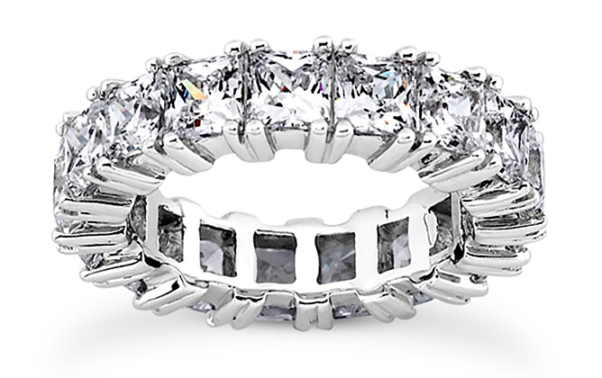 6.80 carat Princess Cut Diamond Band Eternity Platinum Ring D-F VS GIA certified