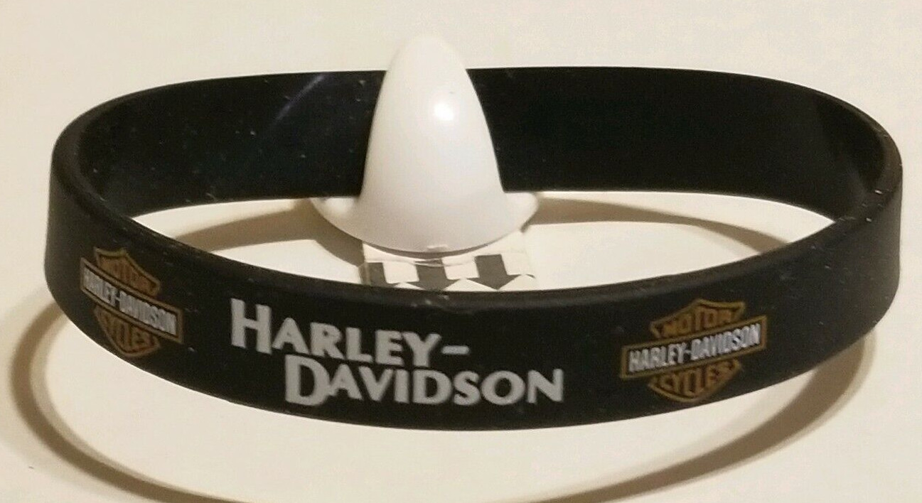 1x Harley Davidson Black White Orange Silicone Bracelet .5 Wide – U S Seller
