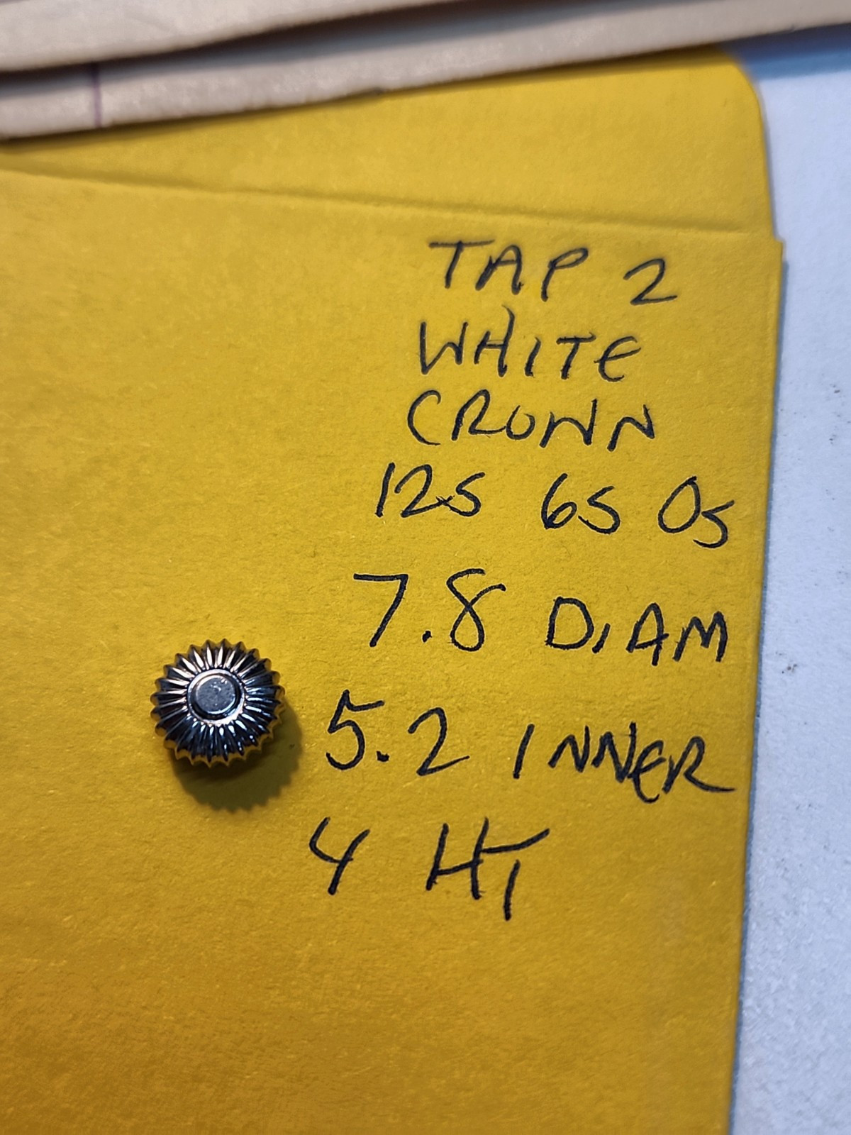 NOS Tap 2 White American Pocket Watch Crown 7.8mm Diameter