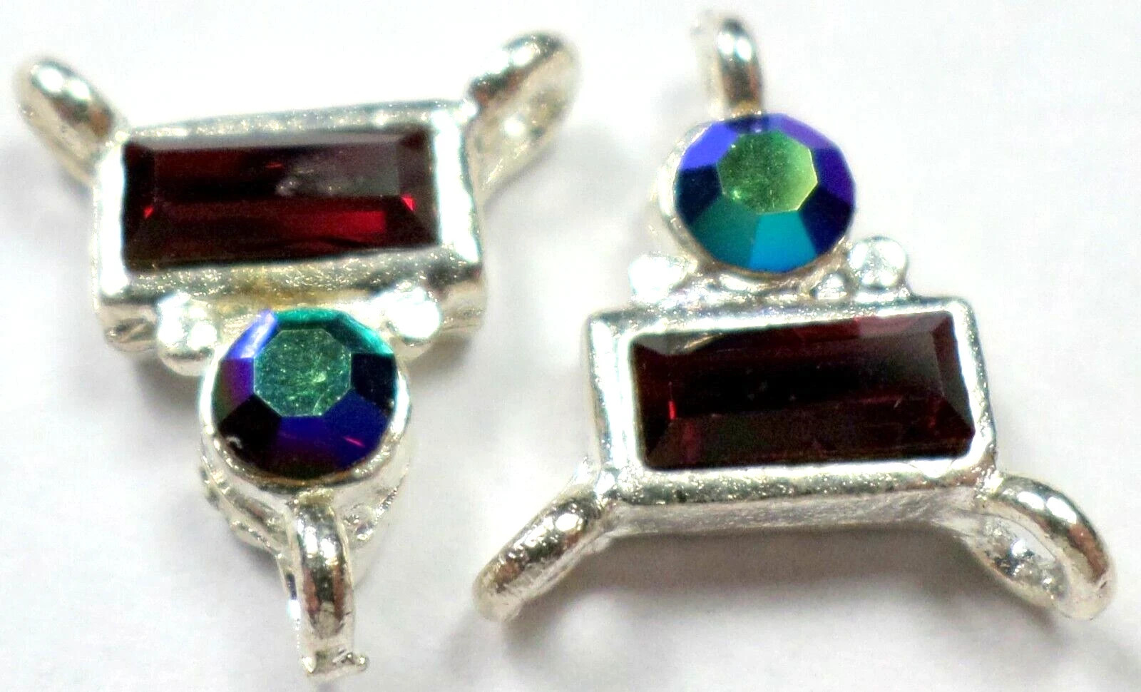 16 Made with Swarovski Colorful Rectangle Connector Pendant Earring 16x14mm