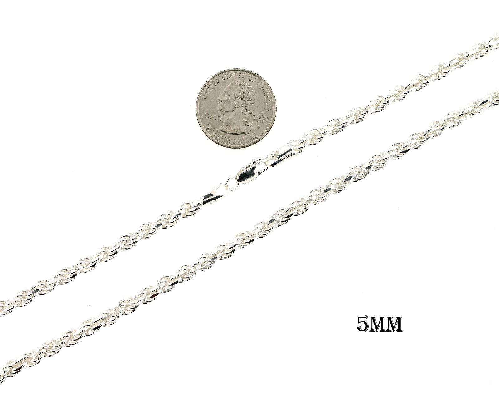 Italian Solid Sterling Silver Rope Link Chain Necklace 925 Silver Chain UNISEX