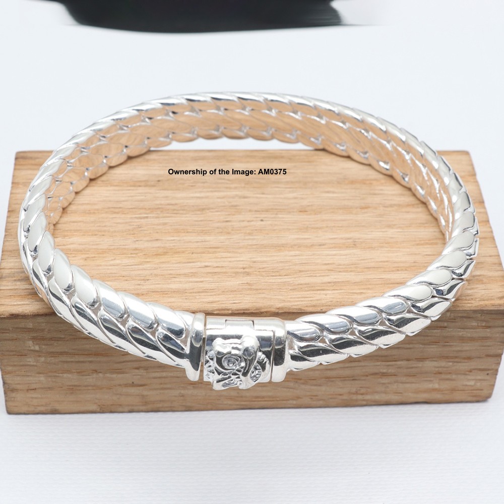 Pure 999 Fine Silver Bracelet 11mm Flat Weaved Link Men’s Bracelet 7.48inch