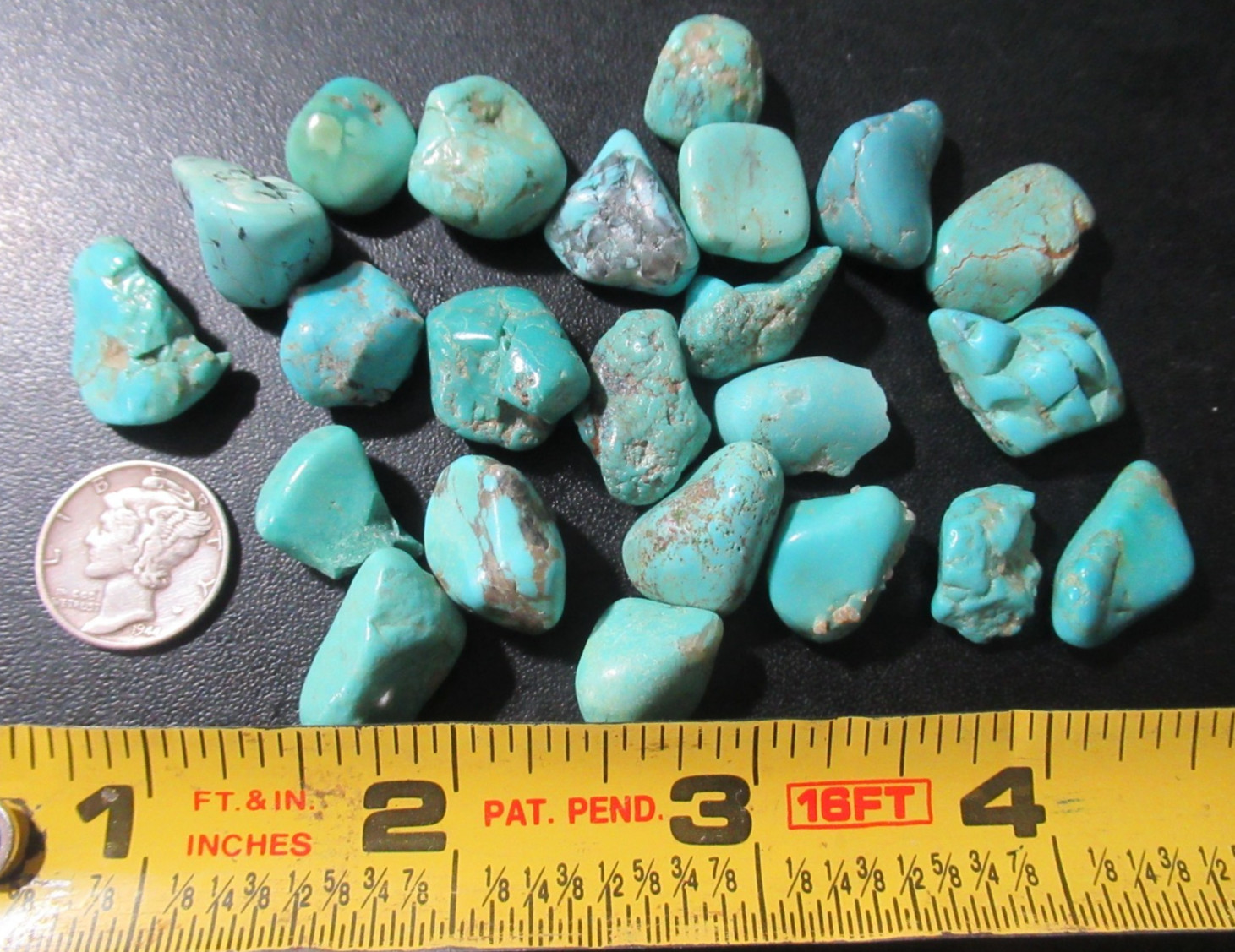KINGMAN TURQUOISE 44g TUMBLED MEDIUM STONES 14mm X 12mm TO 21mm X 15mm #900