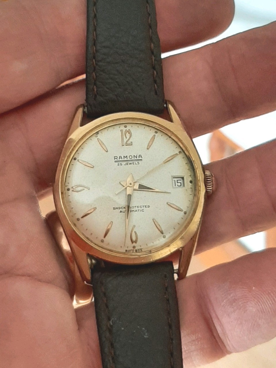 Vintage Swiss Made Ramona 25J Automatic Gents Watch -Running Well/VGC For Age