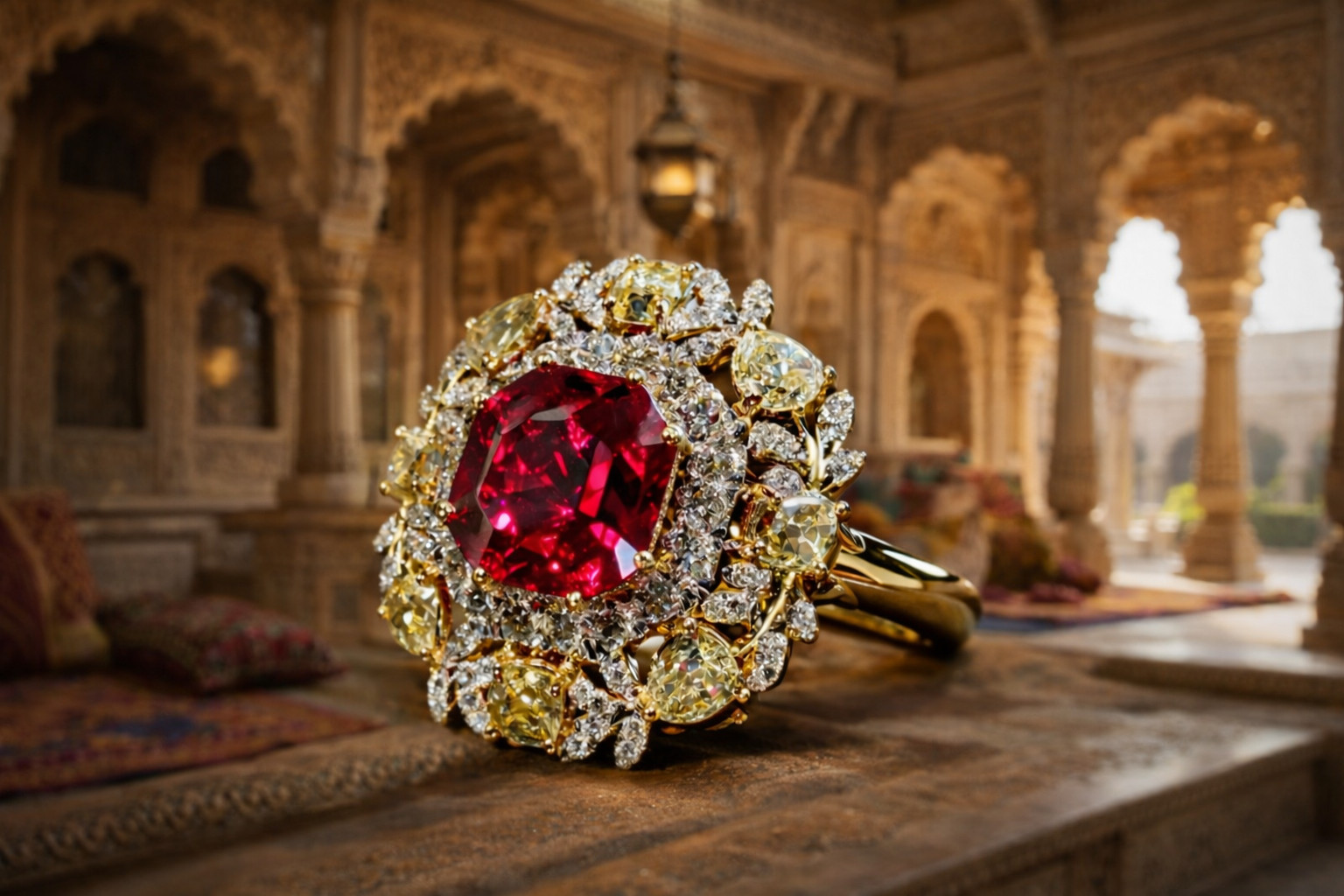IGL Certified 4.50 Ct Natural Ruby & Diamond Wedding Gift Ring 14K Yellow Gold 7