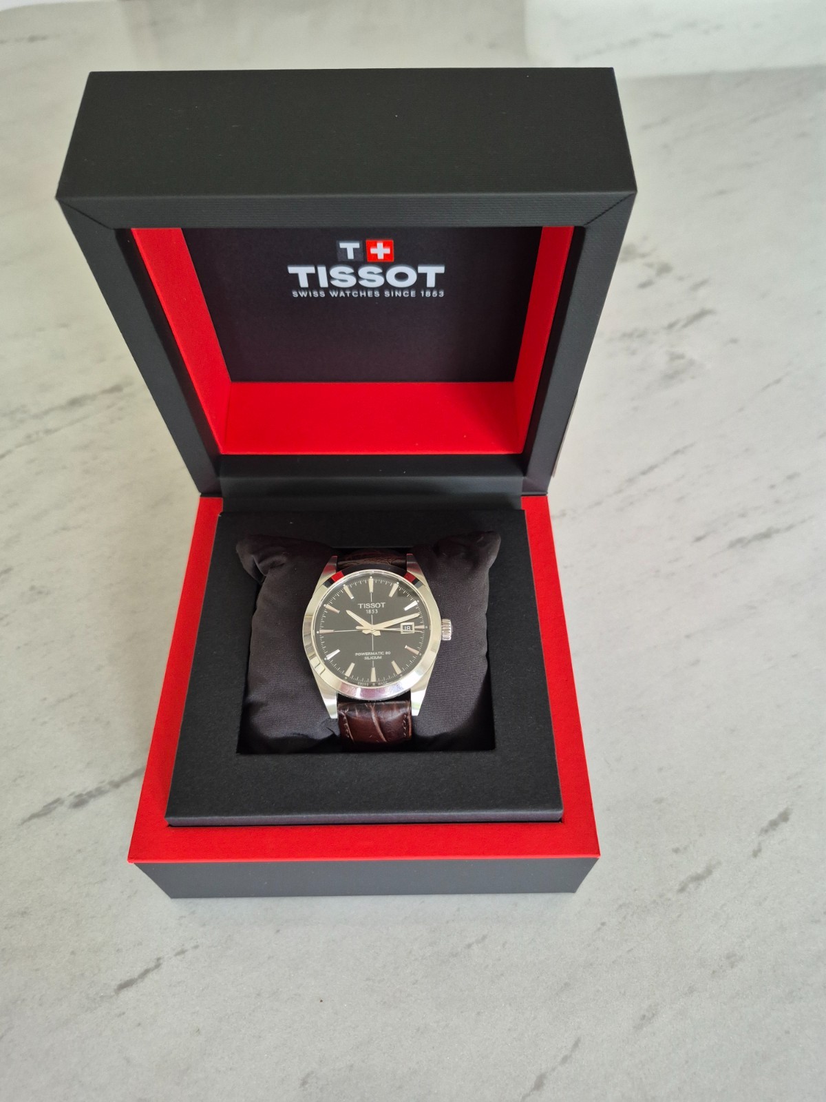 Tissot Gentleman Powermatic 80 Silicium Men’s Leather Watch T1274071605101