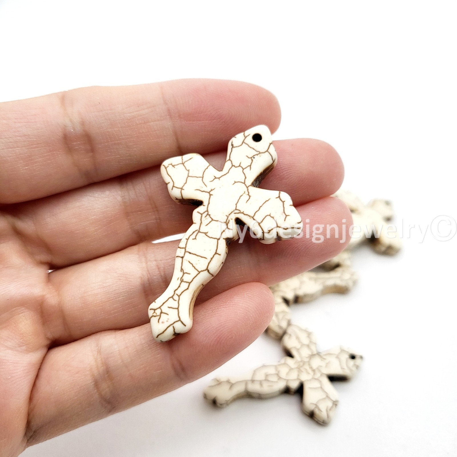 29x44mm Multicolor Cross Gemstone Bead Howlite Magnesite Turquoise Cross Pendant
