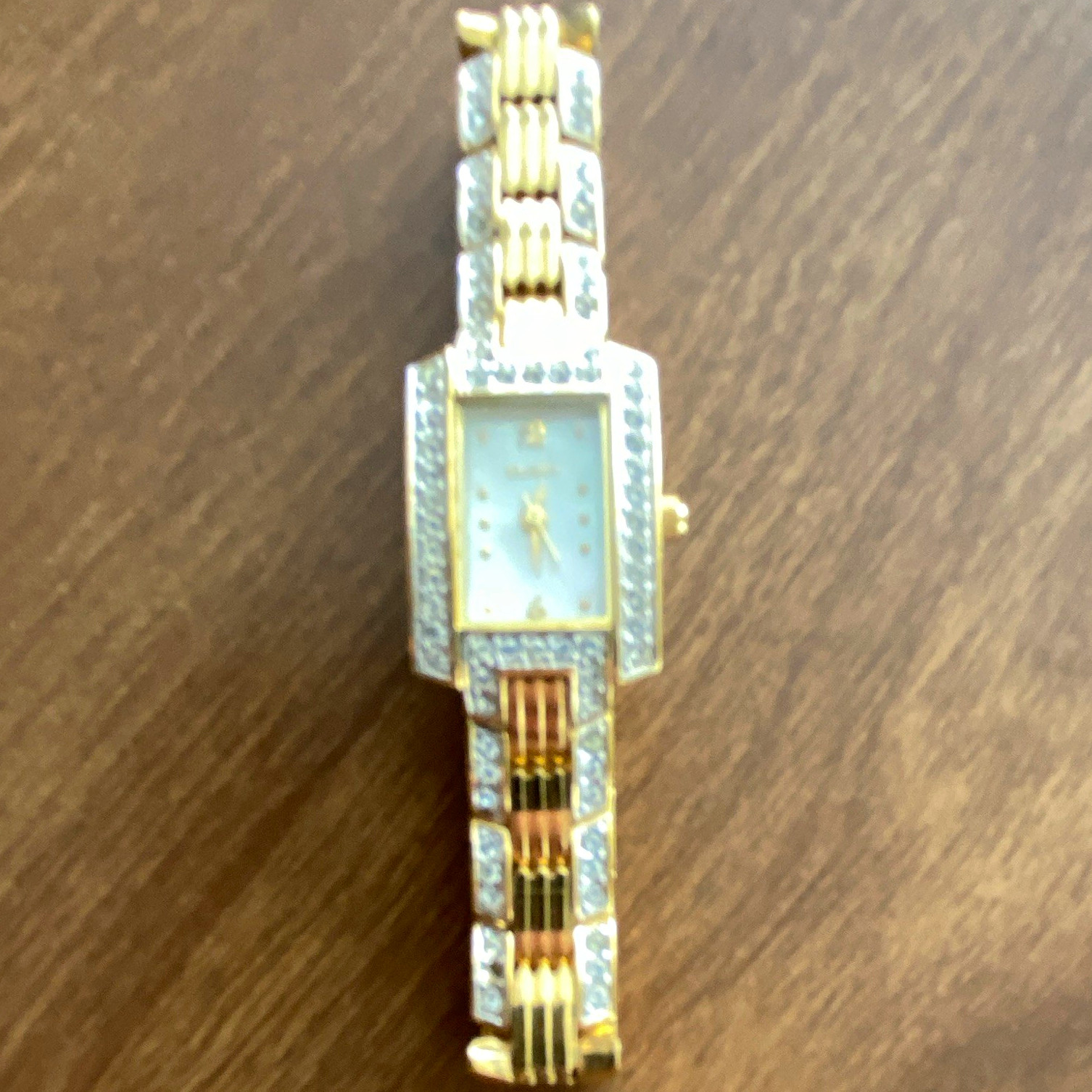 Elgin Women’s Gold Tone Rectangle Analog Quartz Bracelet Watch White Dial