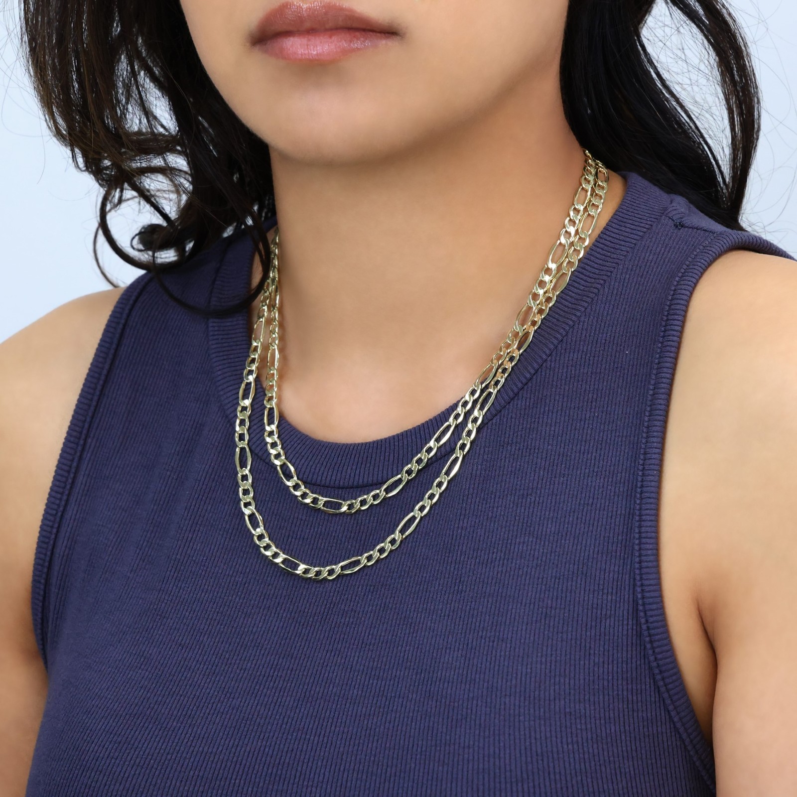 10K Yellow Gold 5.5mm Figaro Chain Italian Link Necklace Men Women 16″-30″