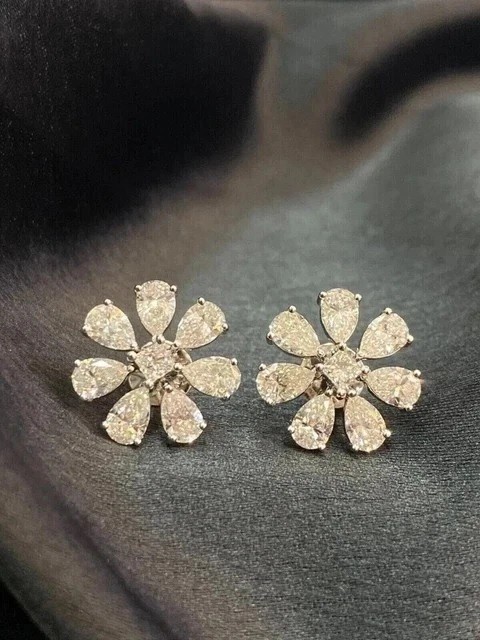 Lab Grown 2.50CT Diamond Wedding Stud Earrings in 14K White Gold Push Back