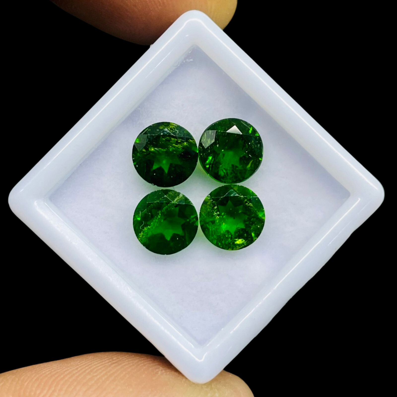 Natural Chrome Diopside 4 Pcs 7mm Round Cut Vivid Green Loose Gemstones Lot