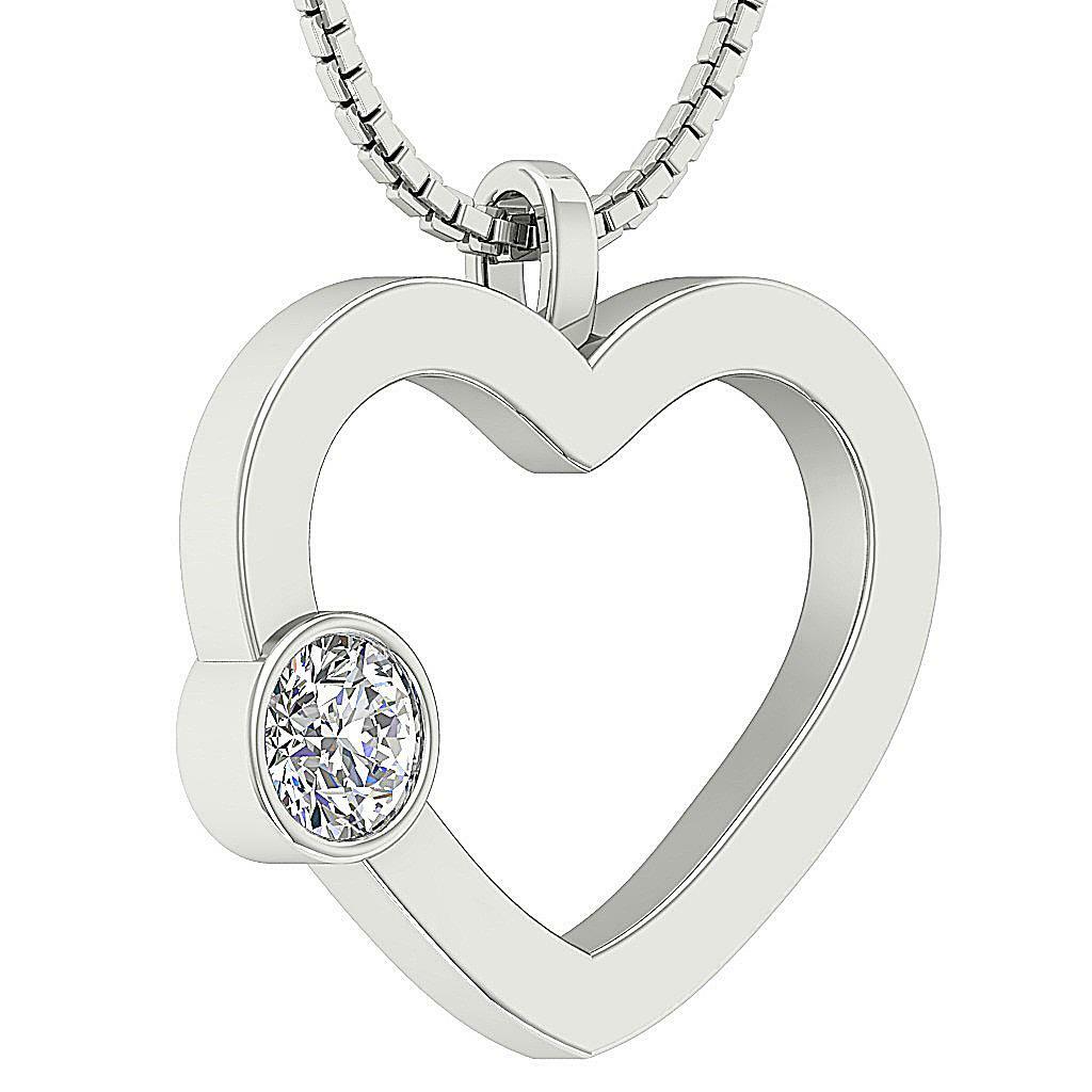 Solitaire Heart Pendant Necklace I1 G 0.25 Carat Natural Diamond 14K Yellow Gold